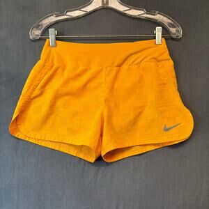 Nike Dri-Fit Running Shorts Women’s S Yellow Check Athletic Gym Track Athleisure